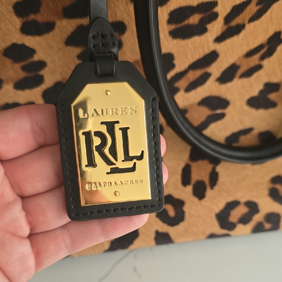 Ralph Lauren Leopard Print Satchel - Black and Tan - Picture 2 of 9